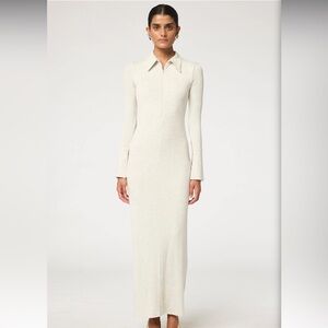 Elegant Cream Long Sleeve Dress